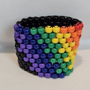 Candy Color 3" Rainbow & Black Gay Pride Stretch Beaded Bracelet